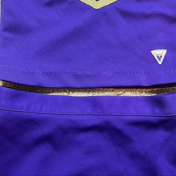 purple / gold / black / white Varsity real high school cheerleading uniform - Picture 5 of 14